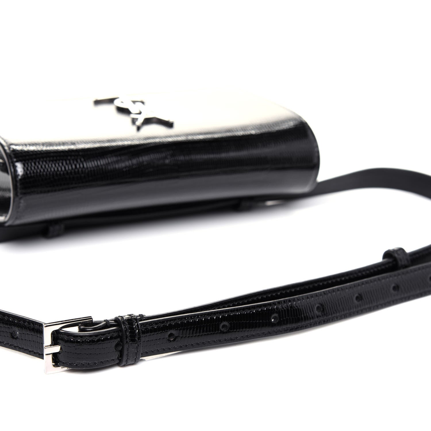 Saint Laurent Calfskin Lizard Embossed Monogram Kate Belt Bag Black 13 of 13