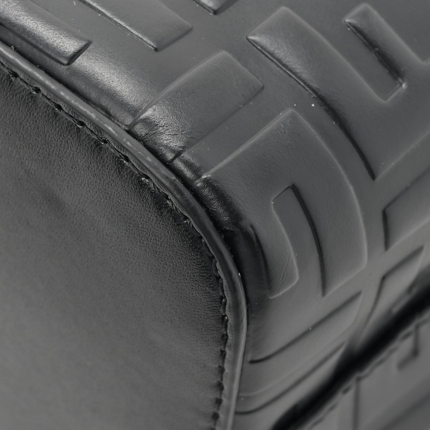 Vitello Liberty F is Fendi FF 1974 Embossed Mini Mon Tresor Bucket Bag Black