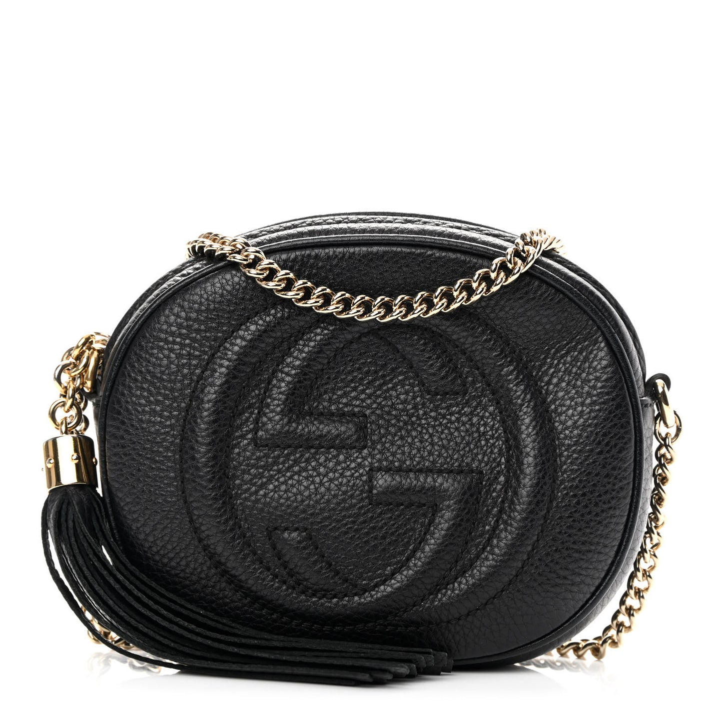 Pebbled Calfskin Mini Soho Chain Bag Black