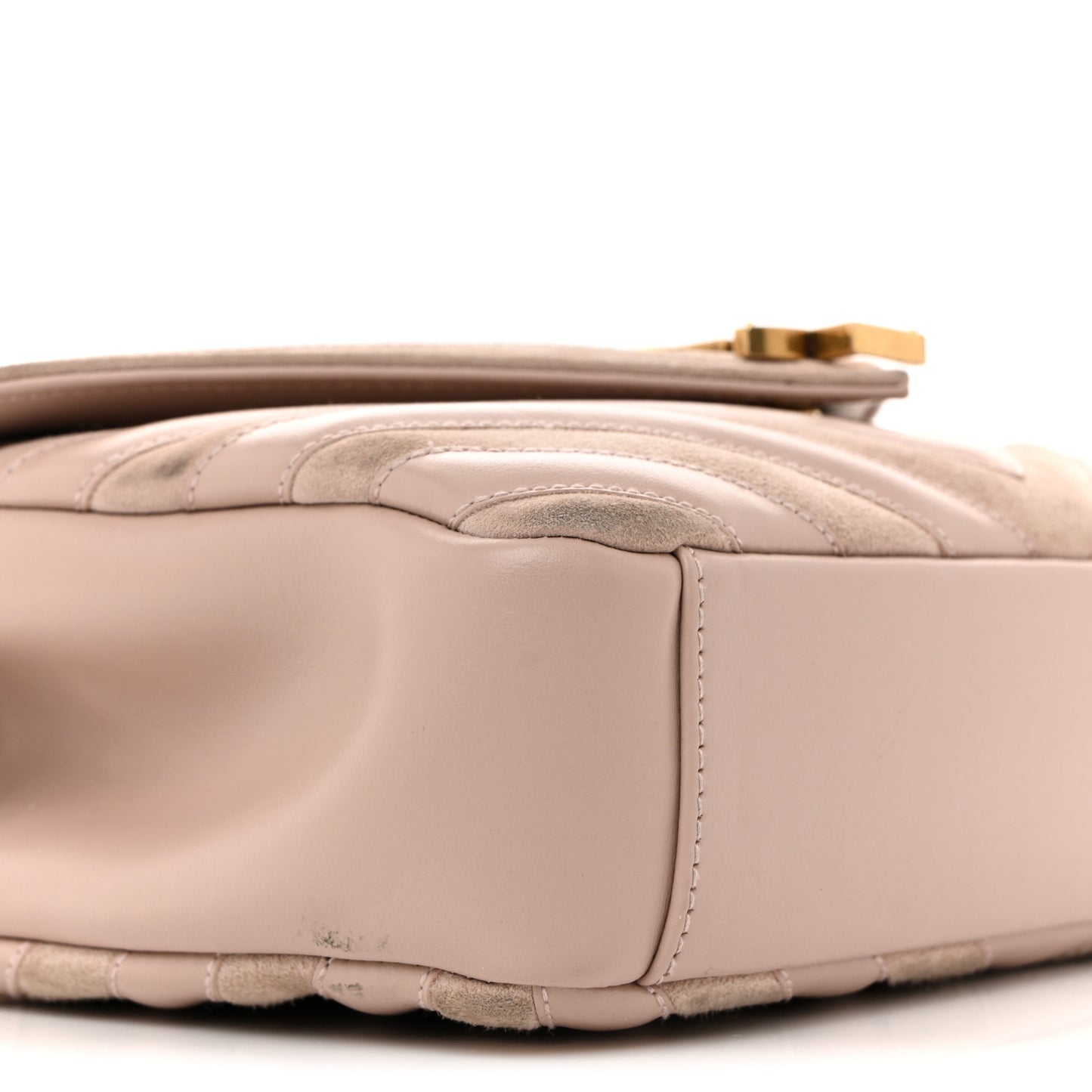Calfskin Suede Matelasse Chevron Medium Monogram College Bag Rose Poudre