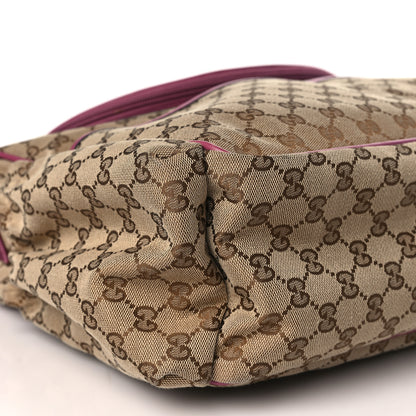 Gucci Monogram Margaux Calfskin Large Diaper Bag Beige Ebony Peonia Flower 9 of 10
