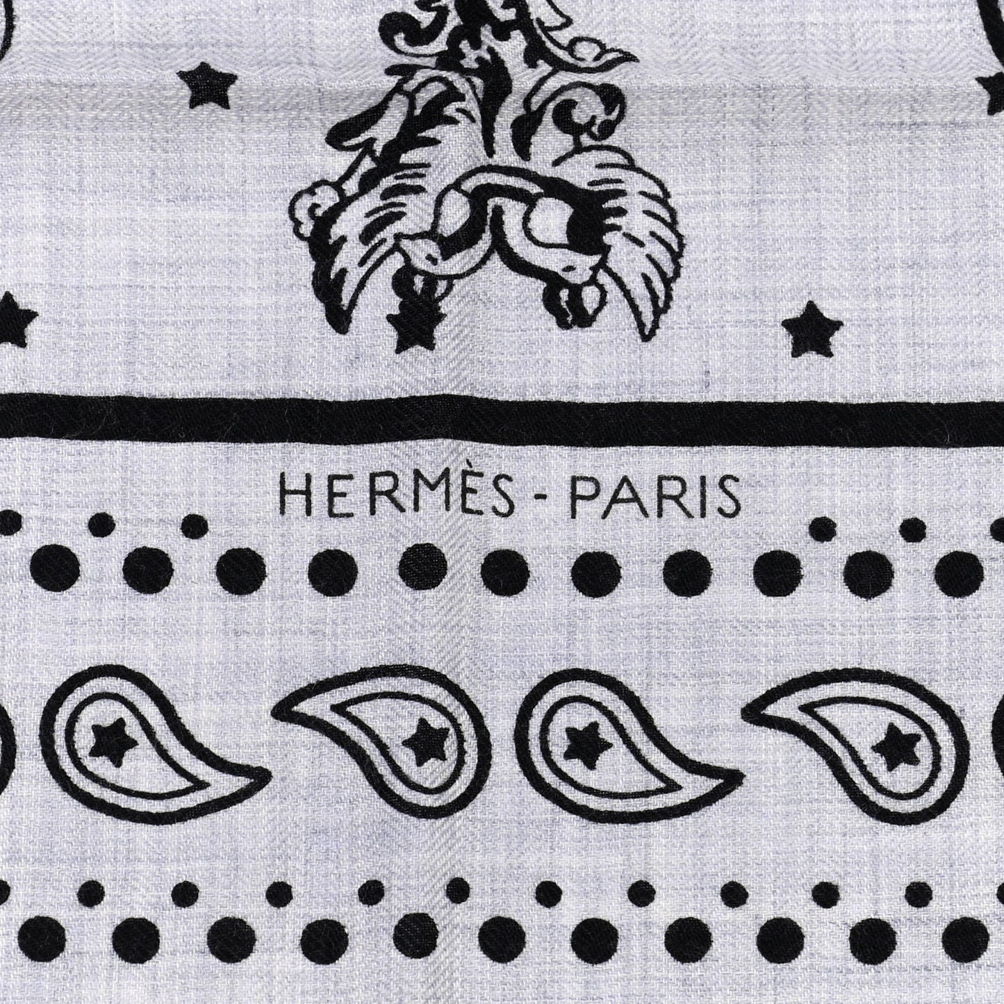 Cashmere Silk Les Cles Bandana Shawl 140 Gris Chine Black