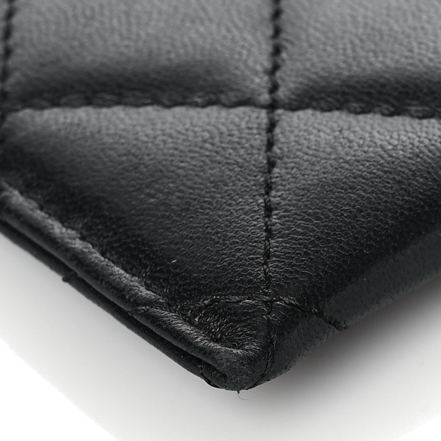 Lambskin Quilted Card Holder Black