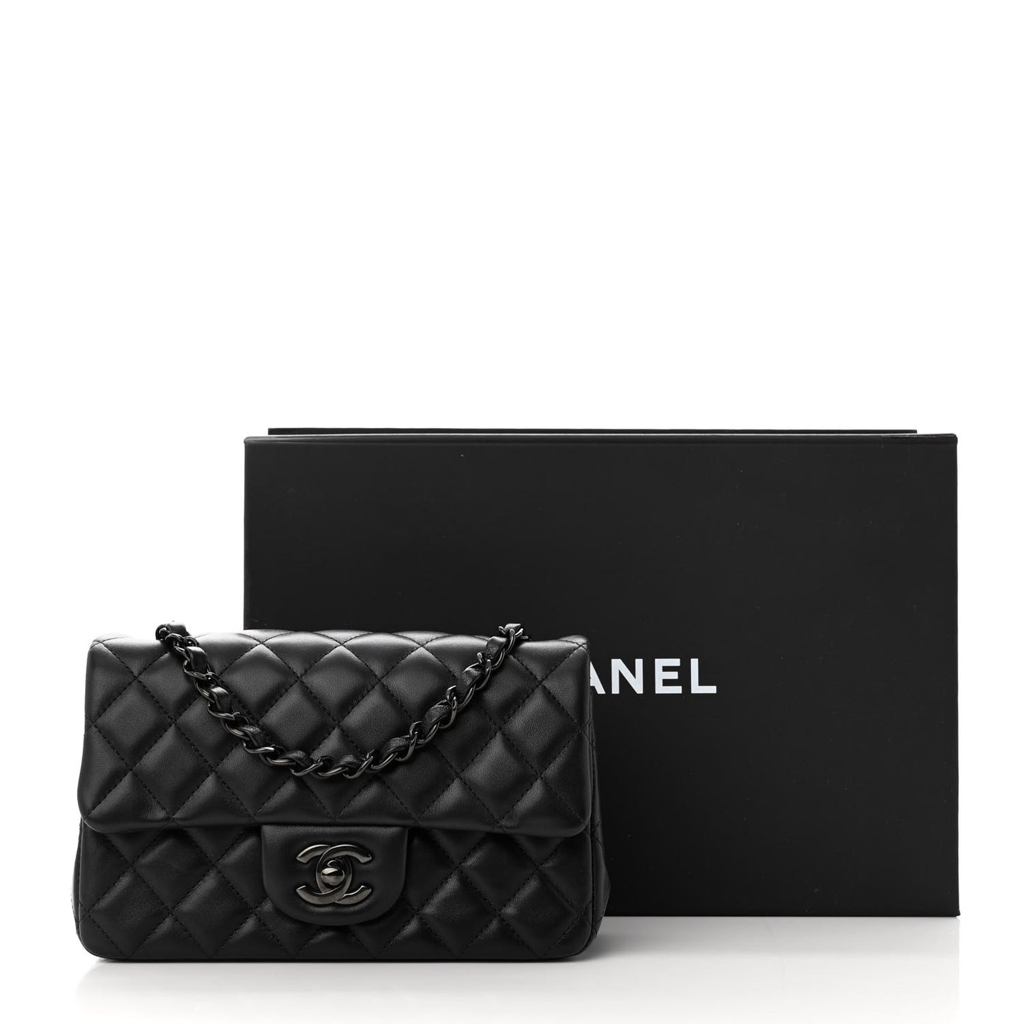 Lambskin Quilted Mini Rectangular Flap So Black
