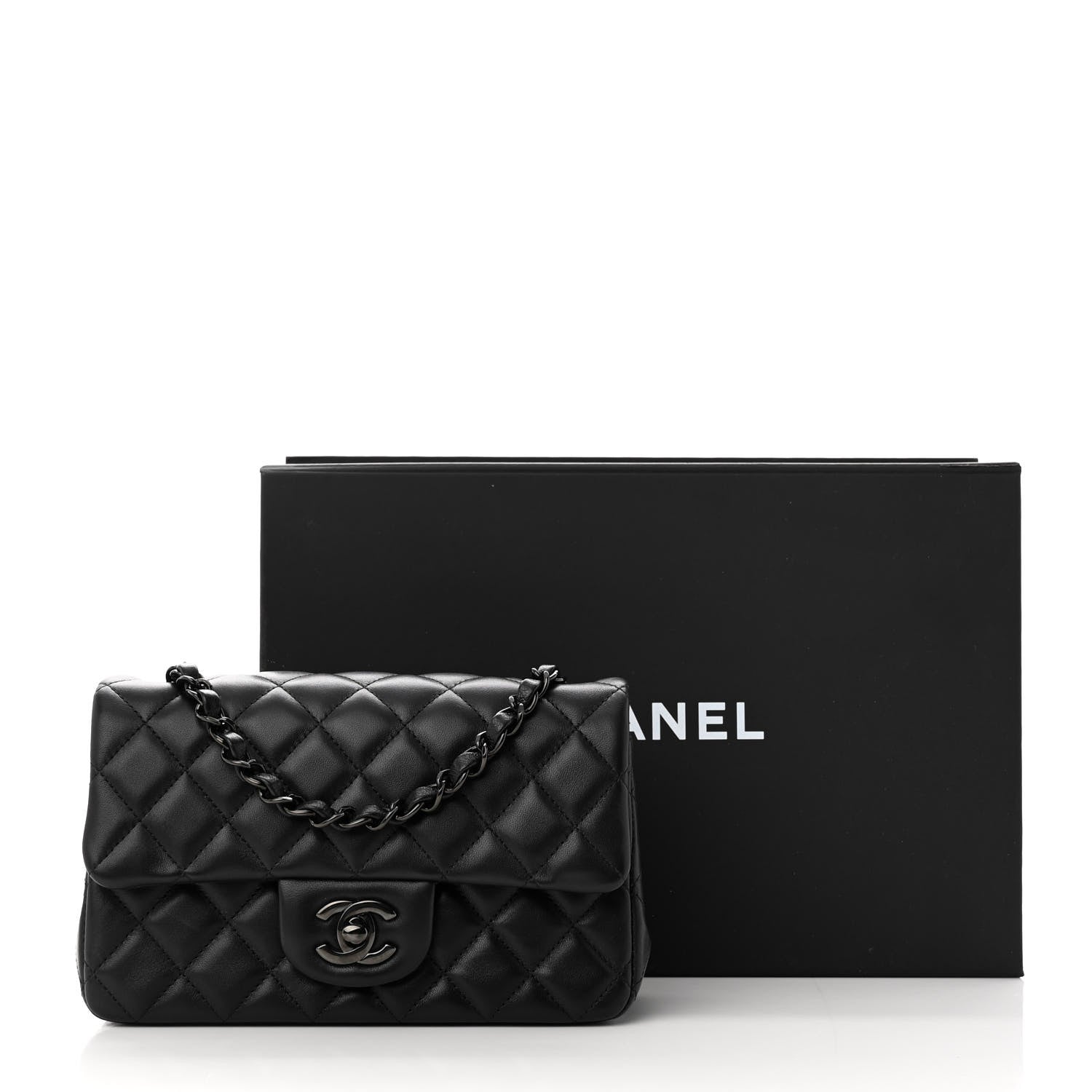Chanel Lambskin Quilted Mini Rectangular Flap So Black 11 of 11