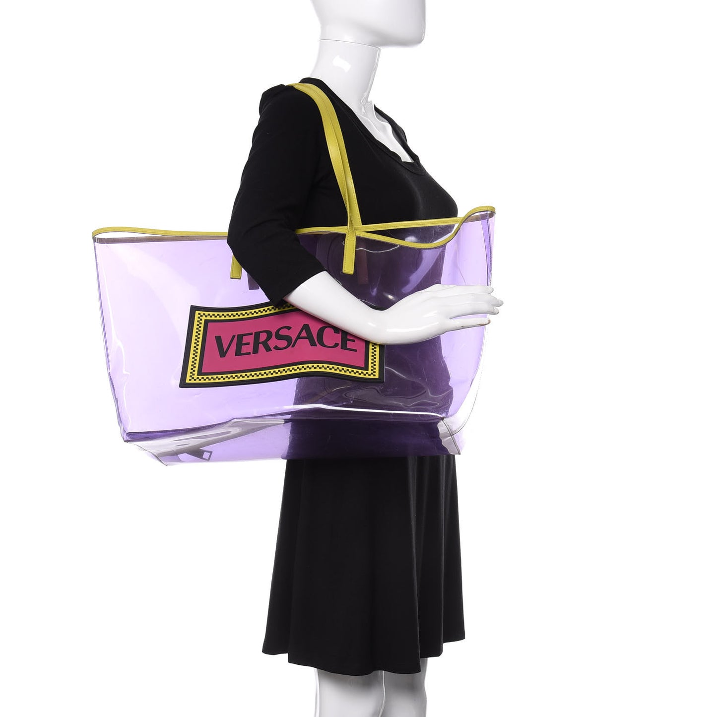 Vinyl Calfskin 90s Logo Tote Purple Yellow