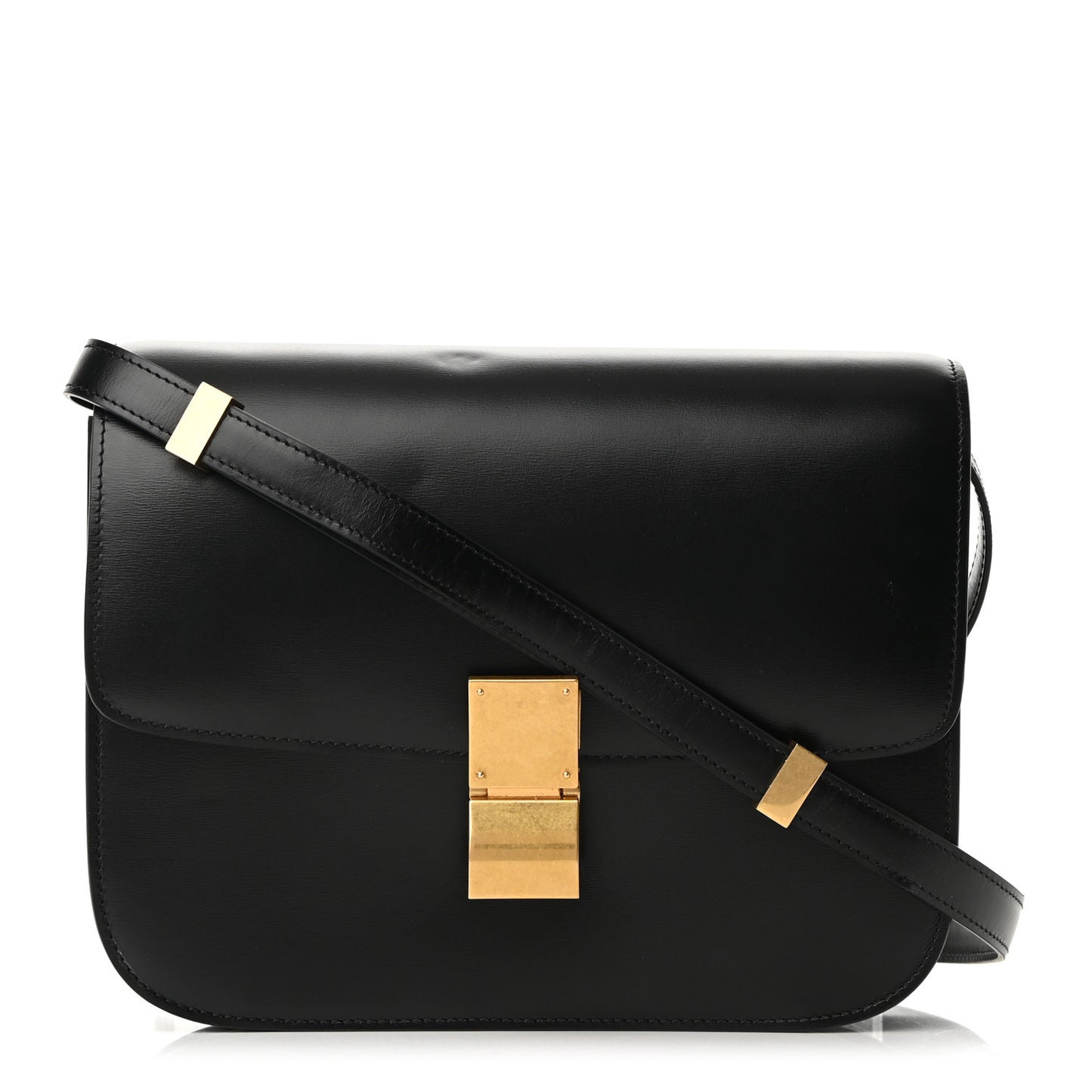 Box Calfskin Medium Classic Box Flap Bag Black