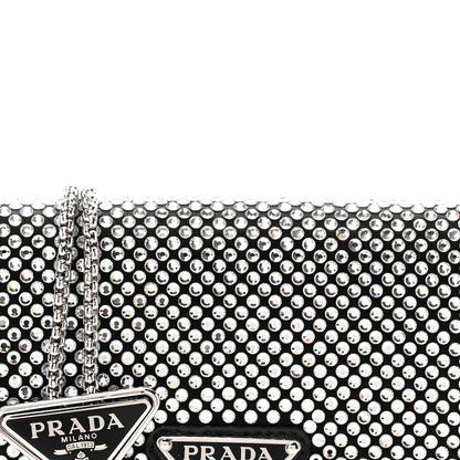 Prada Satin Crystal Metal Triangle Logo Card Holder With Strap Cristal 7 of 11