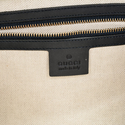 Gucci Monogram Selleria Calfskin Vintage Web Medium Boston Beige Blue 7 of 9