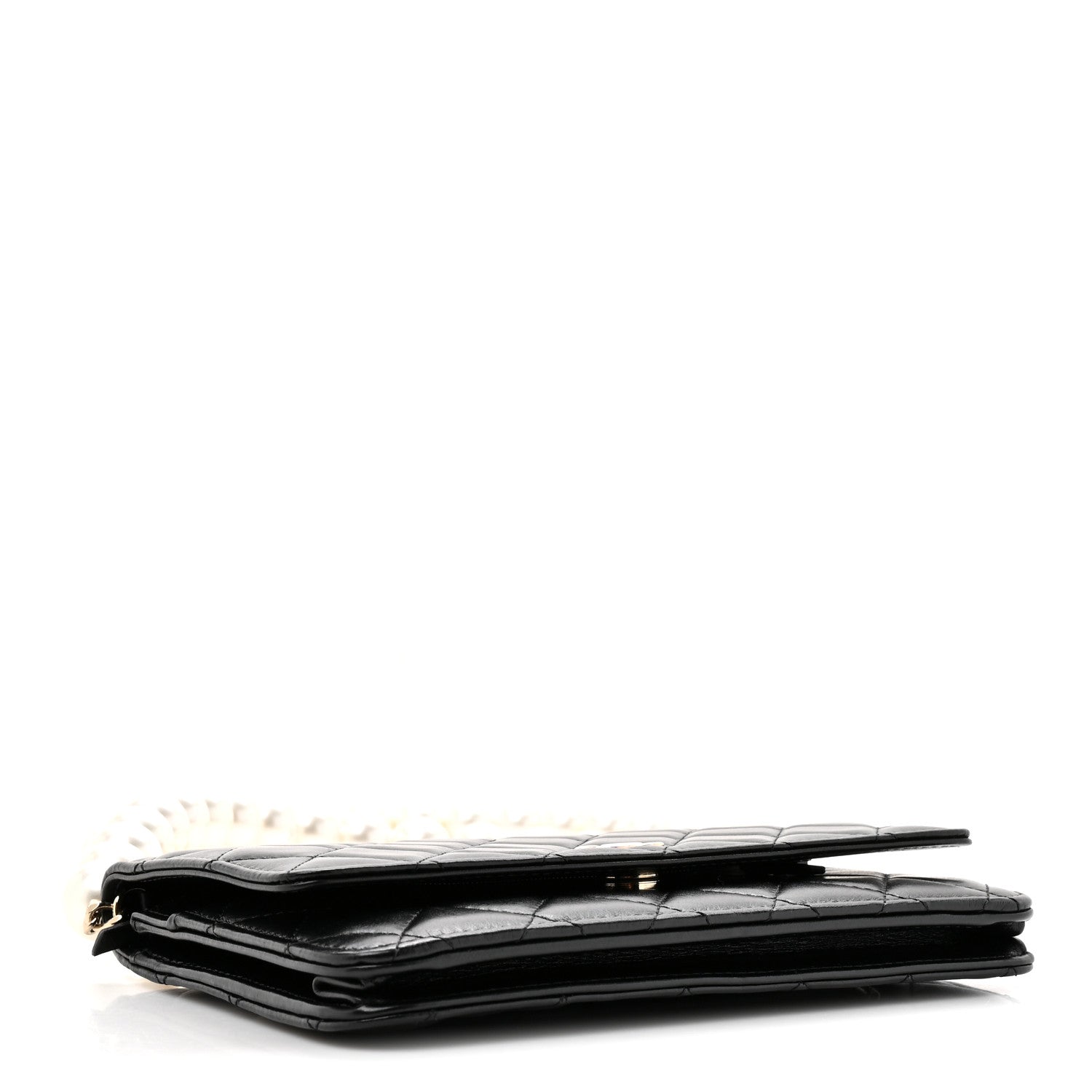 Chanel Lambskin Quilted Pearl Wallet On Chain WOC Light Pink Black 4 of 11