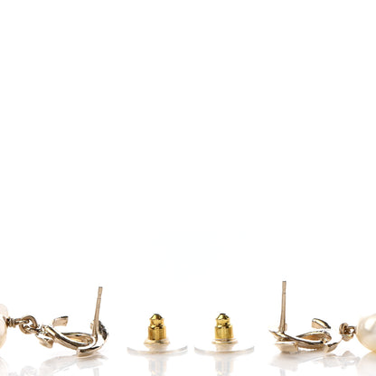 Chanel Pearl CC Double Heart Drop Earrings Gold 3 of 4