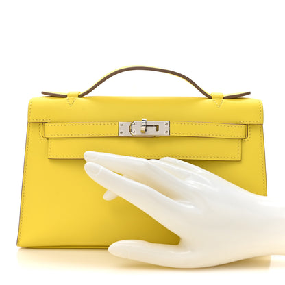 Hermes Swift Kelly Pochette Clutch Lime 2 of 11