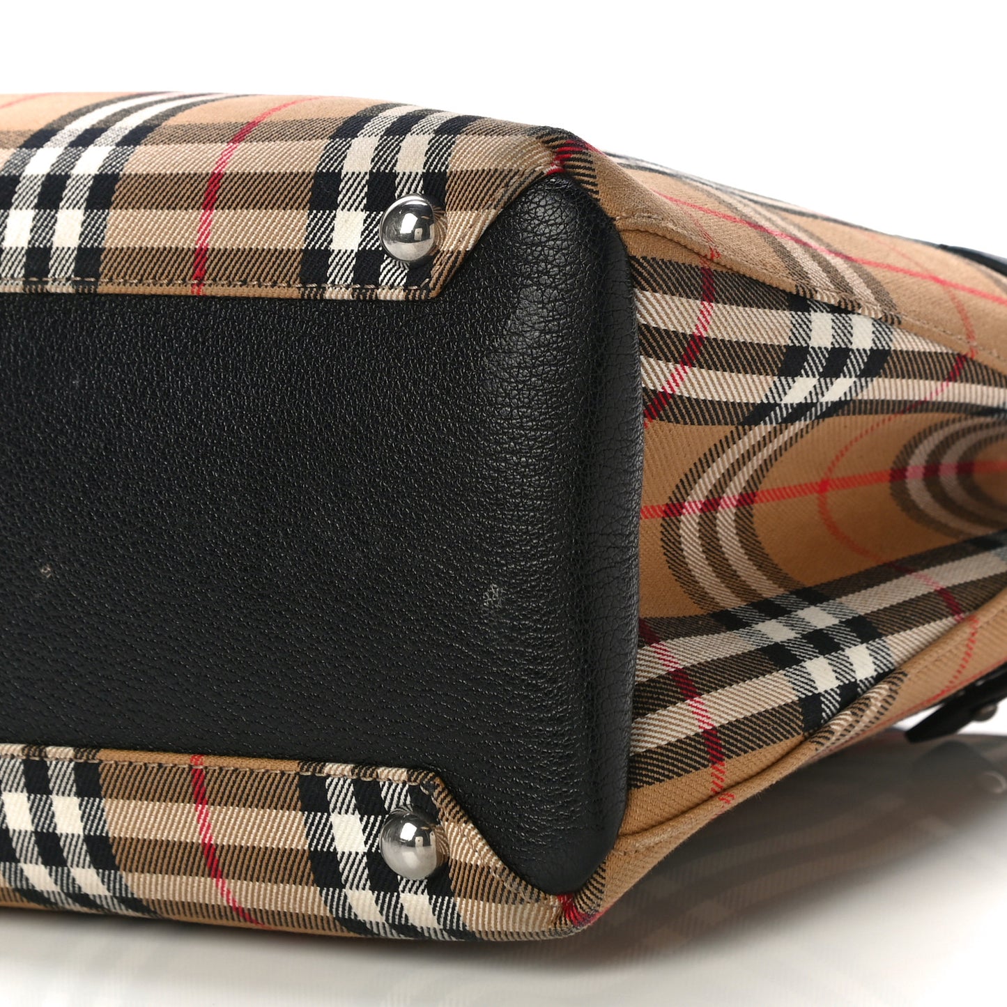 Goatskin Vintage Check Medium Banner Tote Black