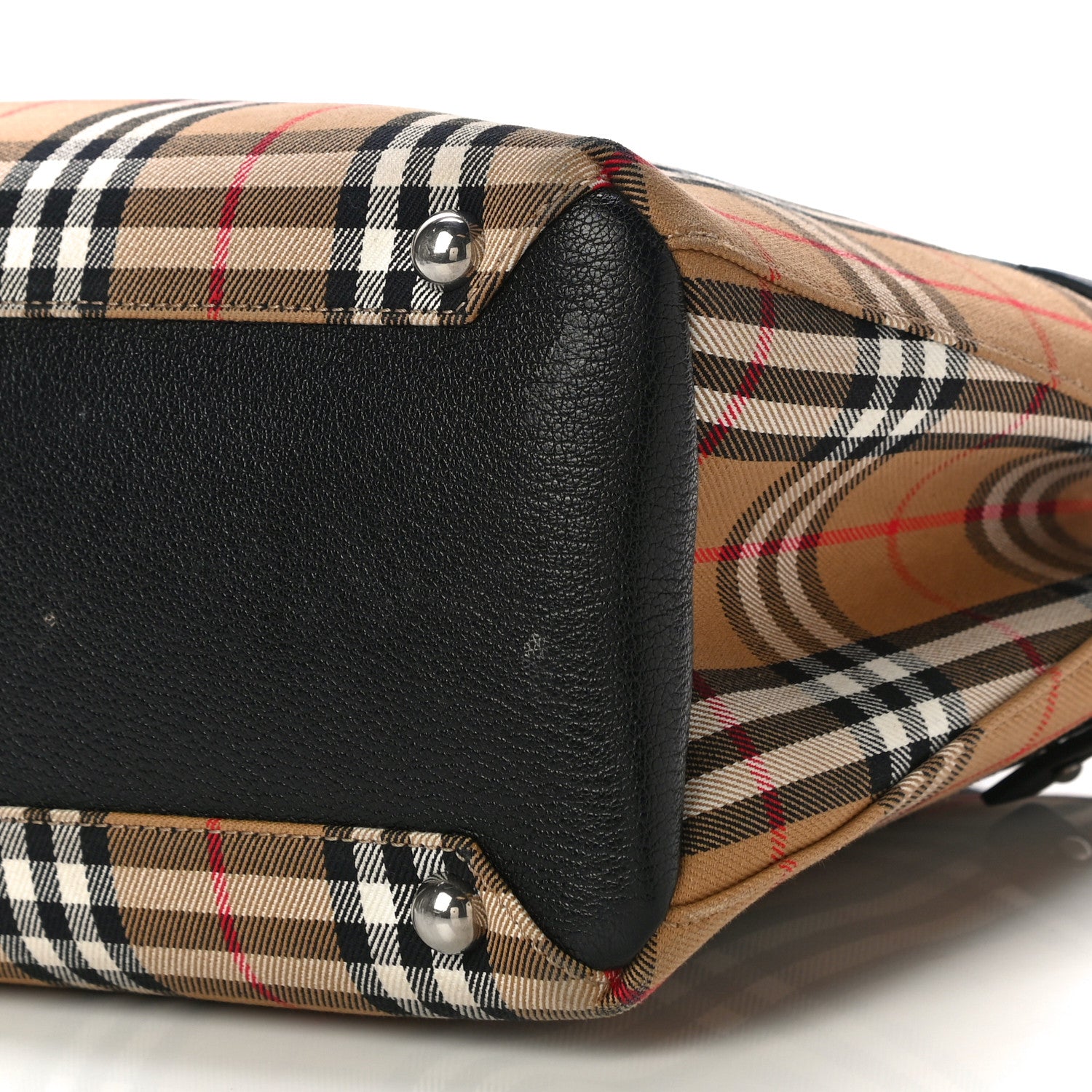 Burberry Goatskin Vintage Check Medium Banner Tote Black 11 of 14