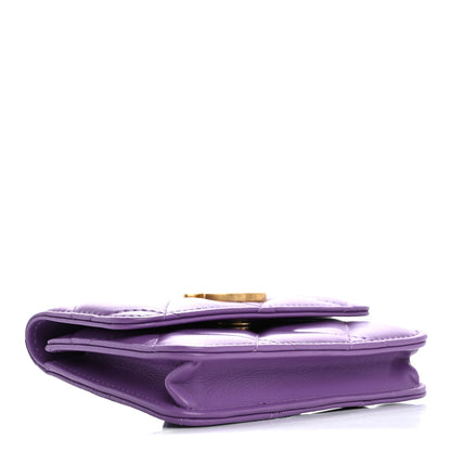 Chanel Lambskin Enamel Quilted Pending Clutch With Chain Purple 4 of 11