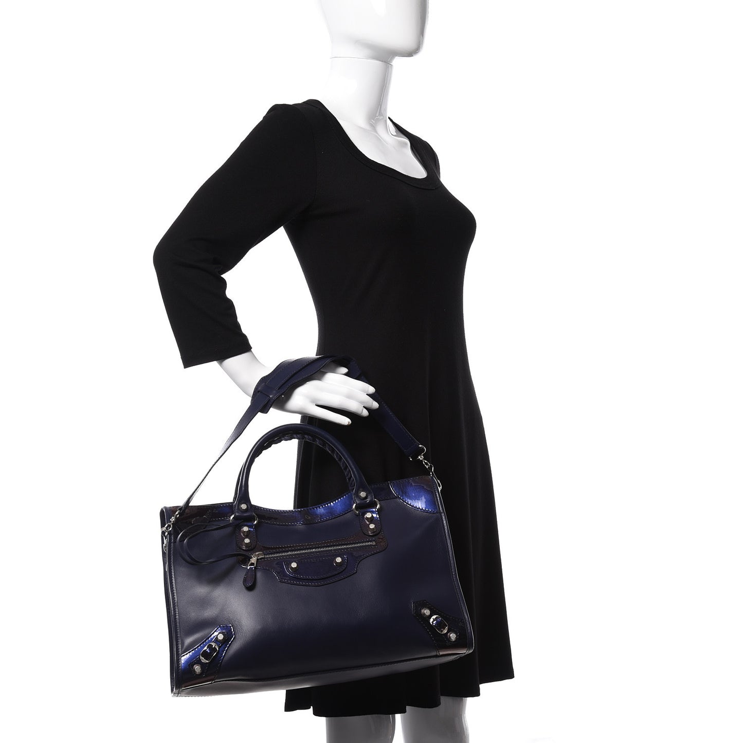Smooth Calfskin Metallic Patent Giant 12 Silver Hardware City Ultraviolet