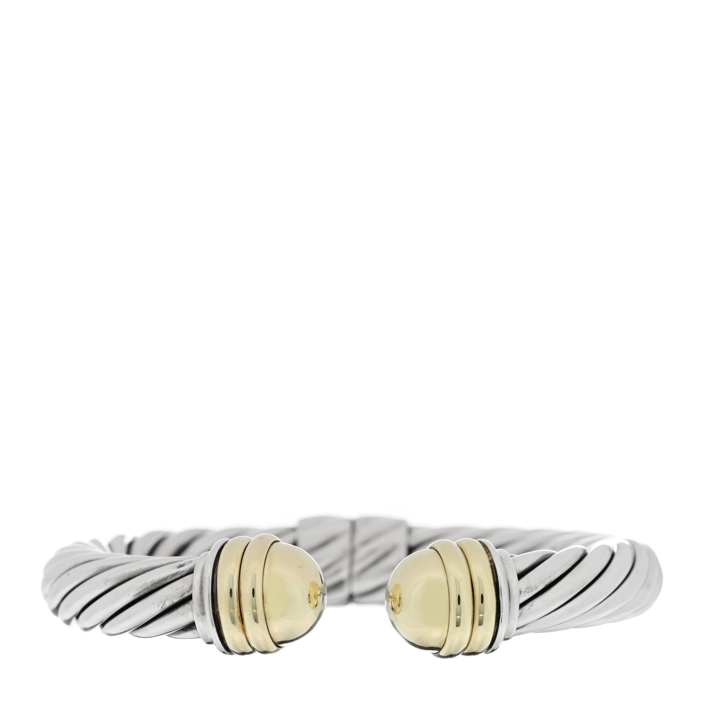 DAVID YURMAN Sterling Silver 14K Yellow Gold 10mm Cable Classics Hinged Bracelet