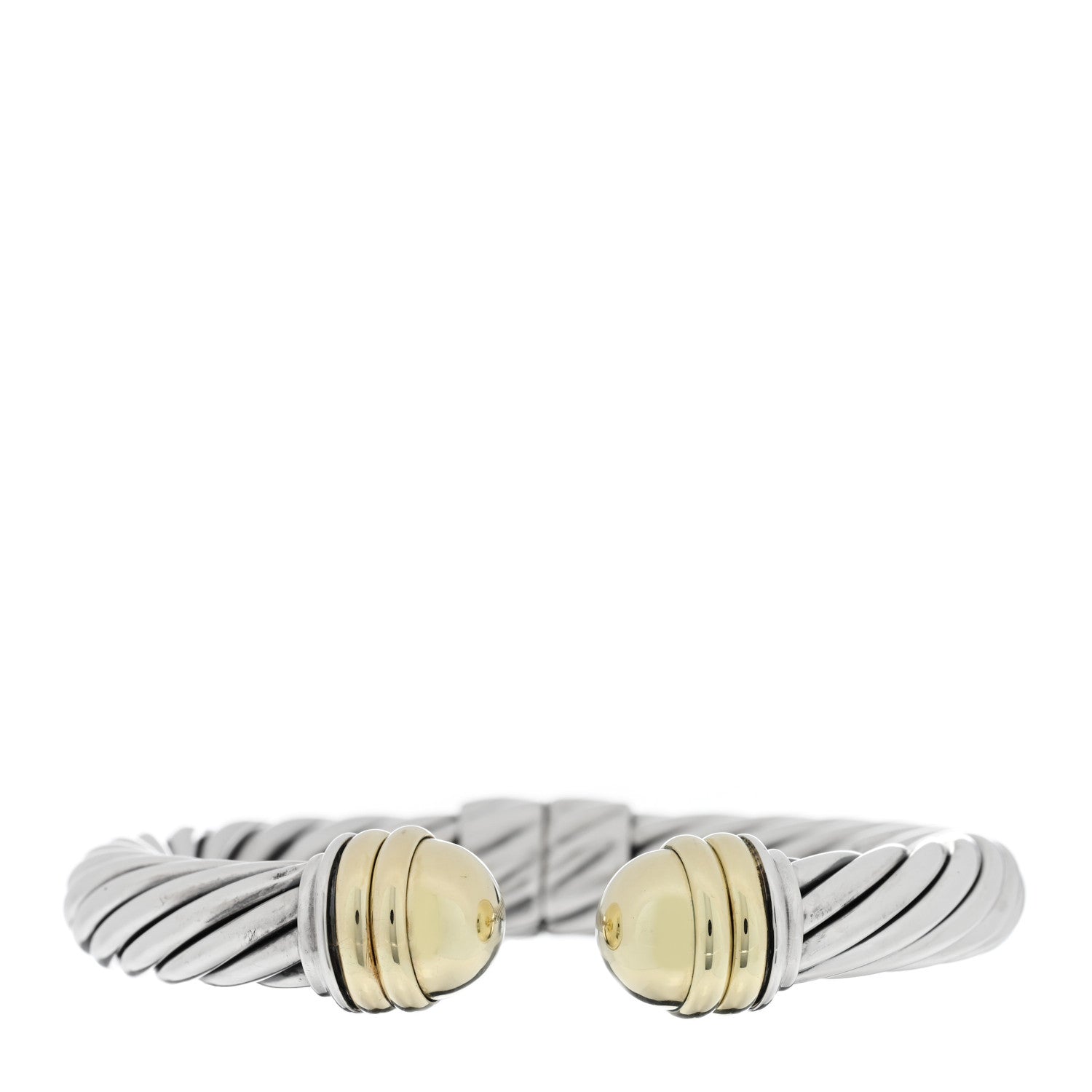 David Yurman DAVID YURMAN Sterling Silver 14K Yellow Gold 10mm Cable Classics Hinged Bracelet 1 of 3