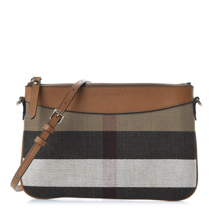 Burberry Mega Check Peyton Crossbody Clutch Bag Saddle Brown 1 of 10