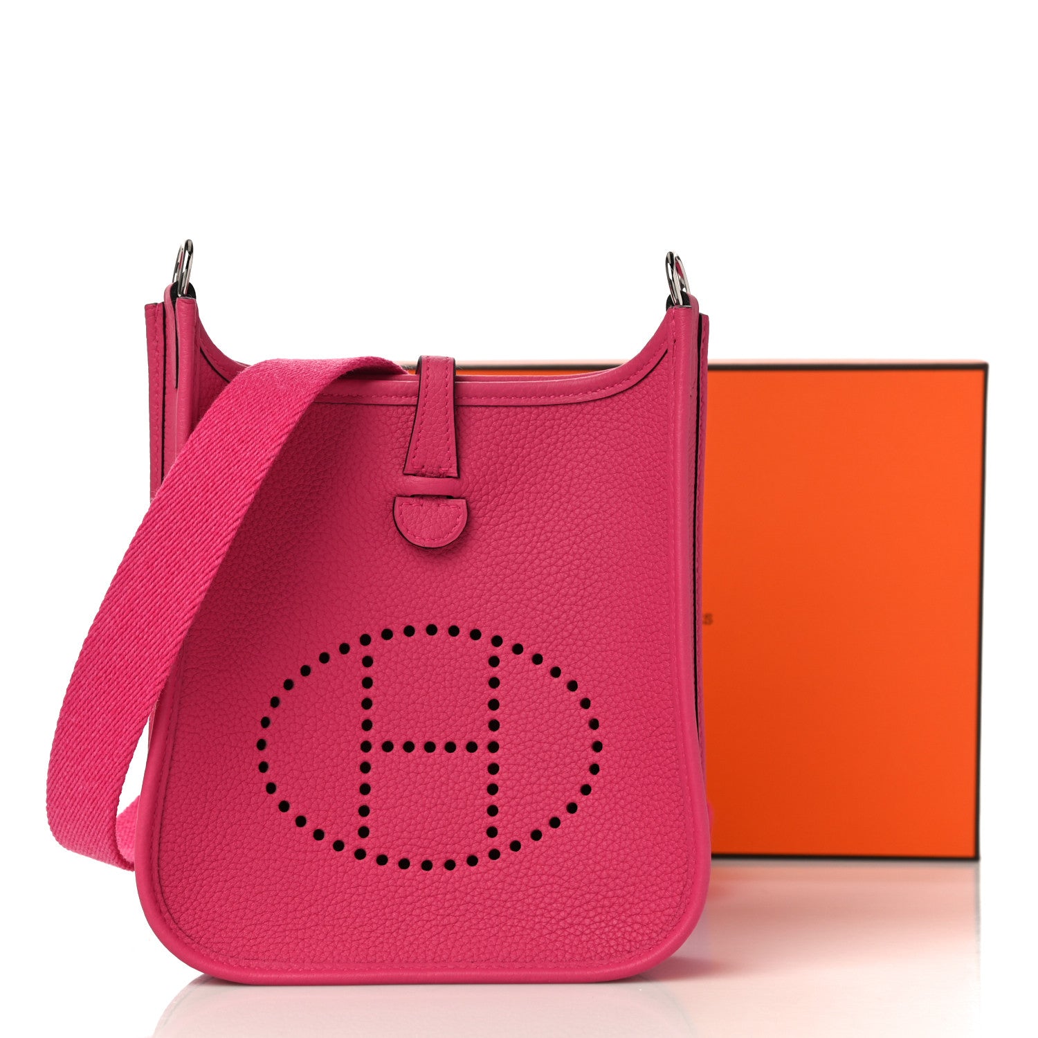 Hermes Taurillon Clemence Evelyne TPM Rose Shocking 10 of 10