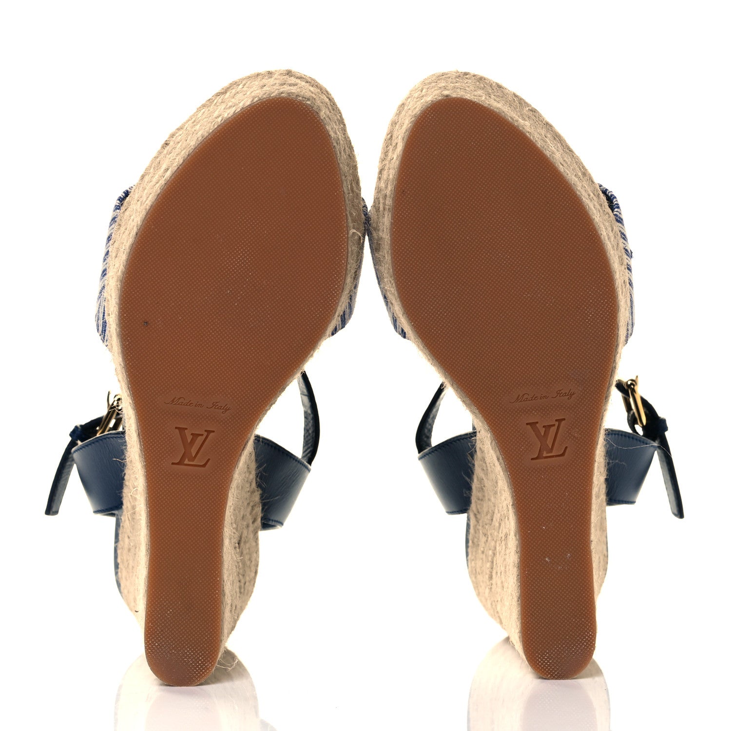 Louis Vuitton Calfskin Canvas Monogram Sail Away Wedge Sandal 36.5 Marine 6 of 7