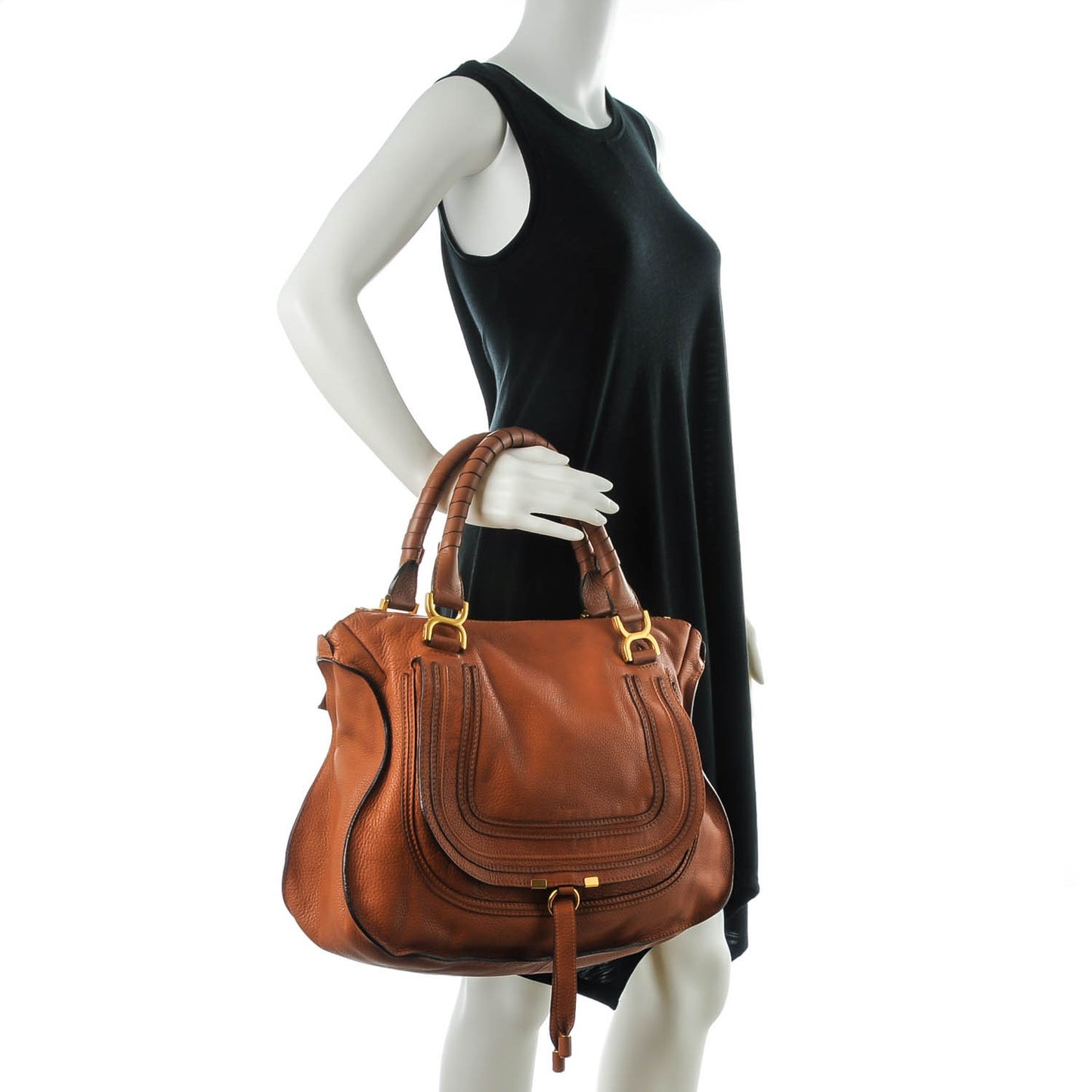 Calfskin Large Marcie Satchel Tan