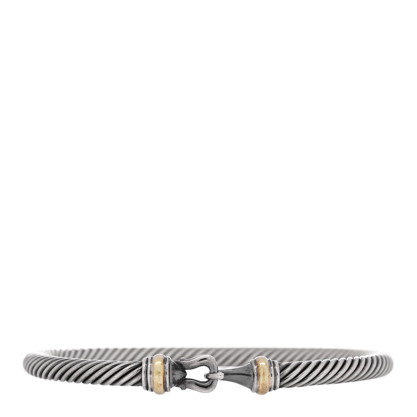 Sterling Silver 14K Yellow Gold 4mm Cable Classic Buckle Bracelet