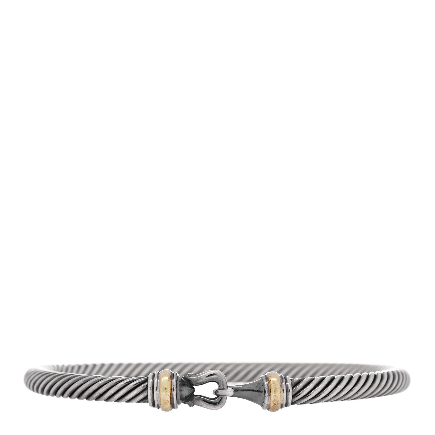David Yurman Sterling Silver 14K Yellow Gold 4mm Cable Classic Buckle Bracelet 1 of 3