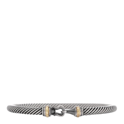 David Yurman Sterling Silver 14K Yellow Gold 4mm Cable Classic Buckle Bracelet 1 of 3