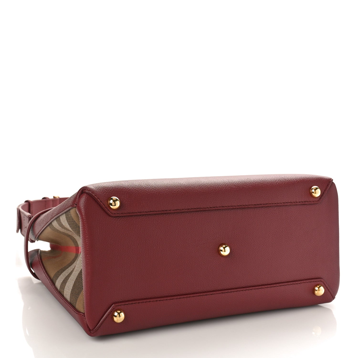 Burberry Grainy Calfskin House Check Small Banner Tote Mahogany Red 4 of 8
