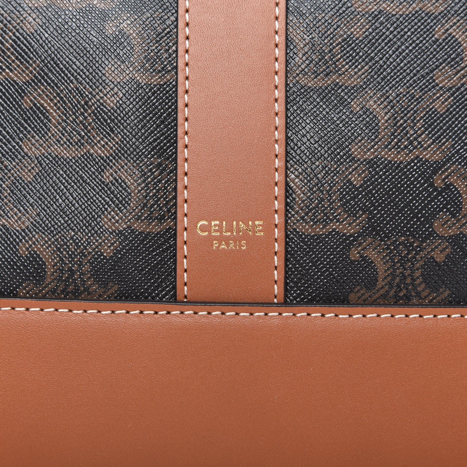 Celine Triomphe Canvas Calfskin Medium Bucket Bag Tan 8 of 11