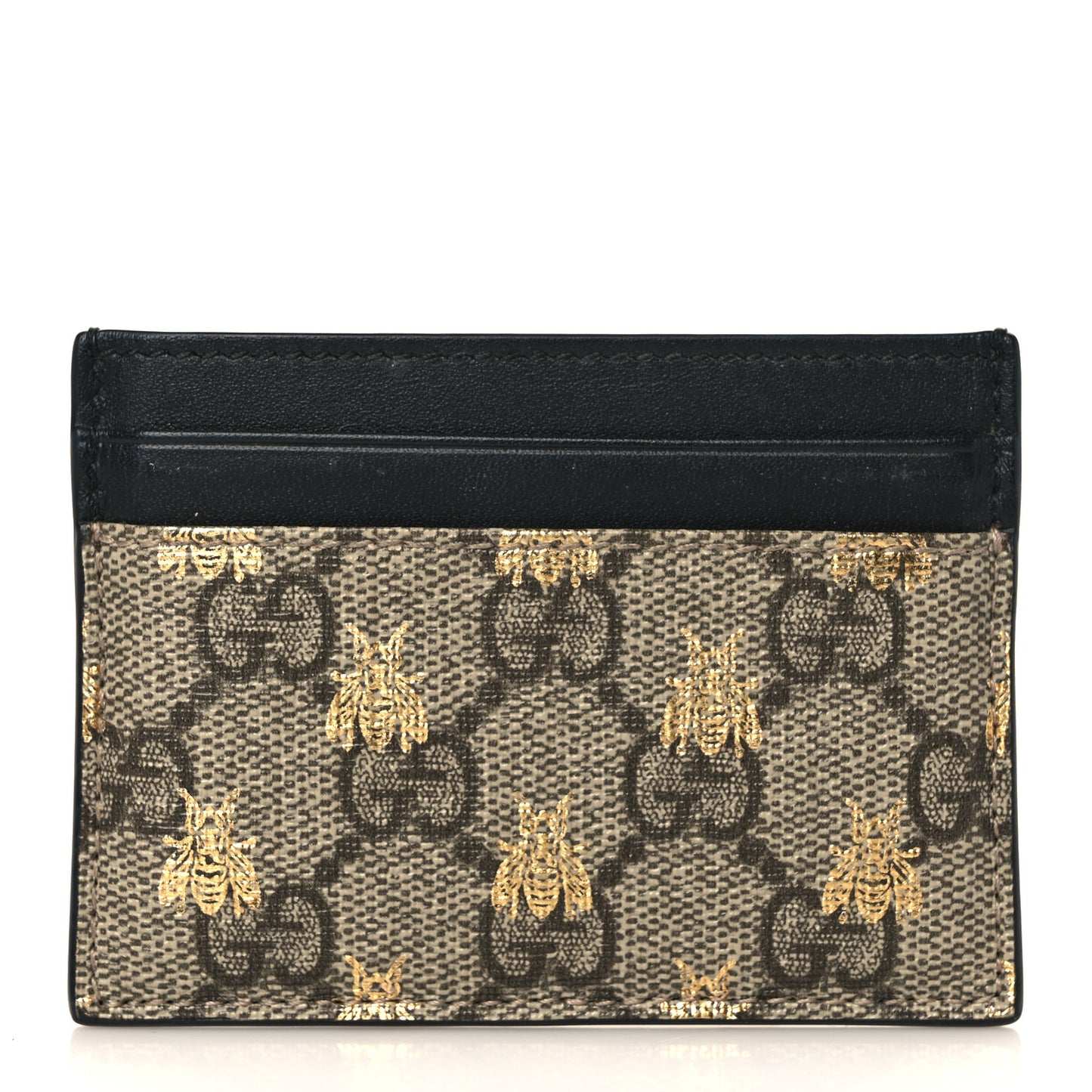GG Supreme Monogram Bees Card Holder Black