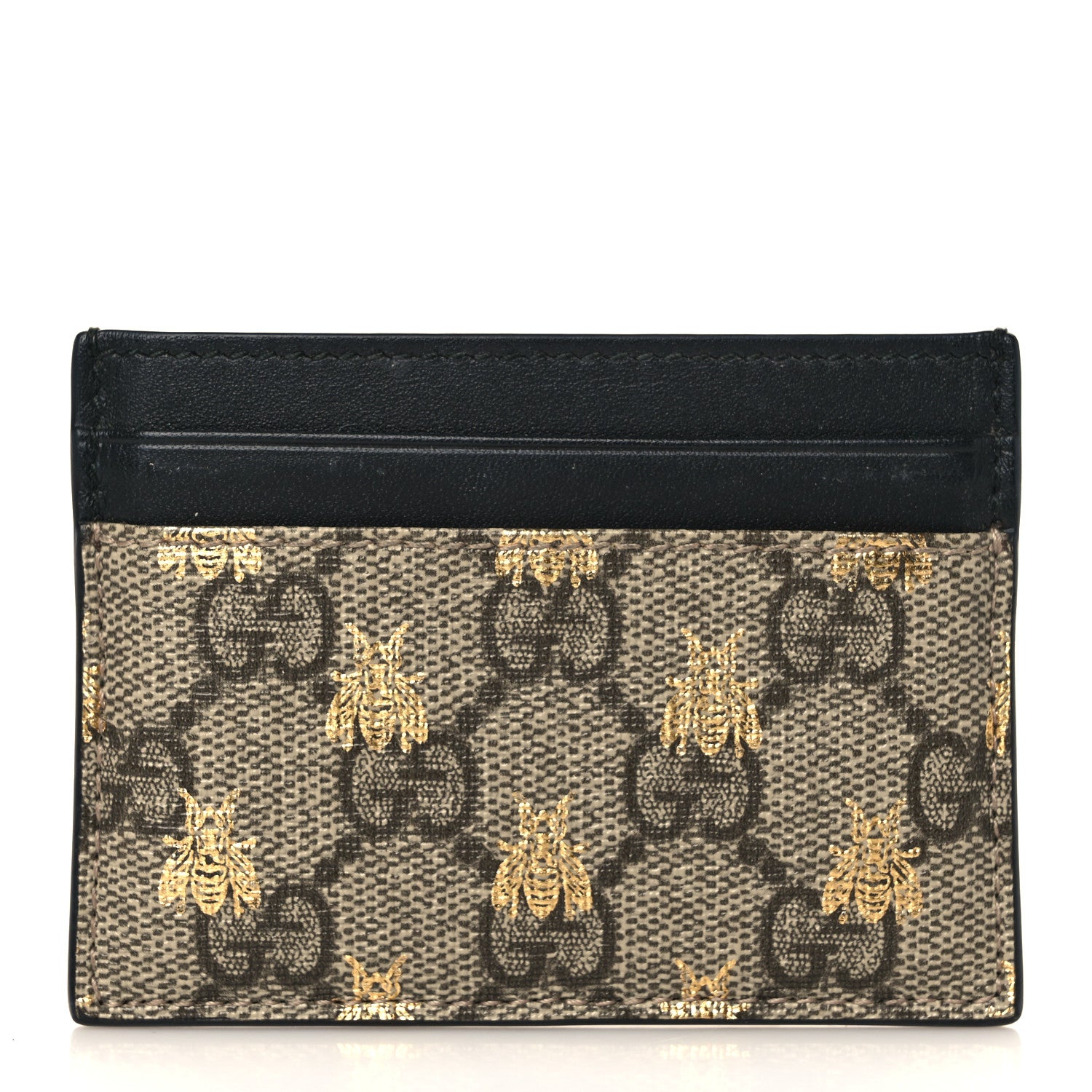 Gucci GG Supreme Monogram Bees Card Holder Black 1 of 6