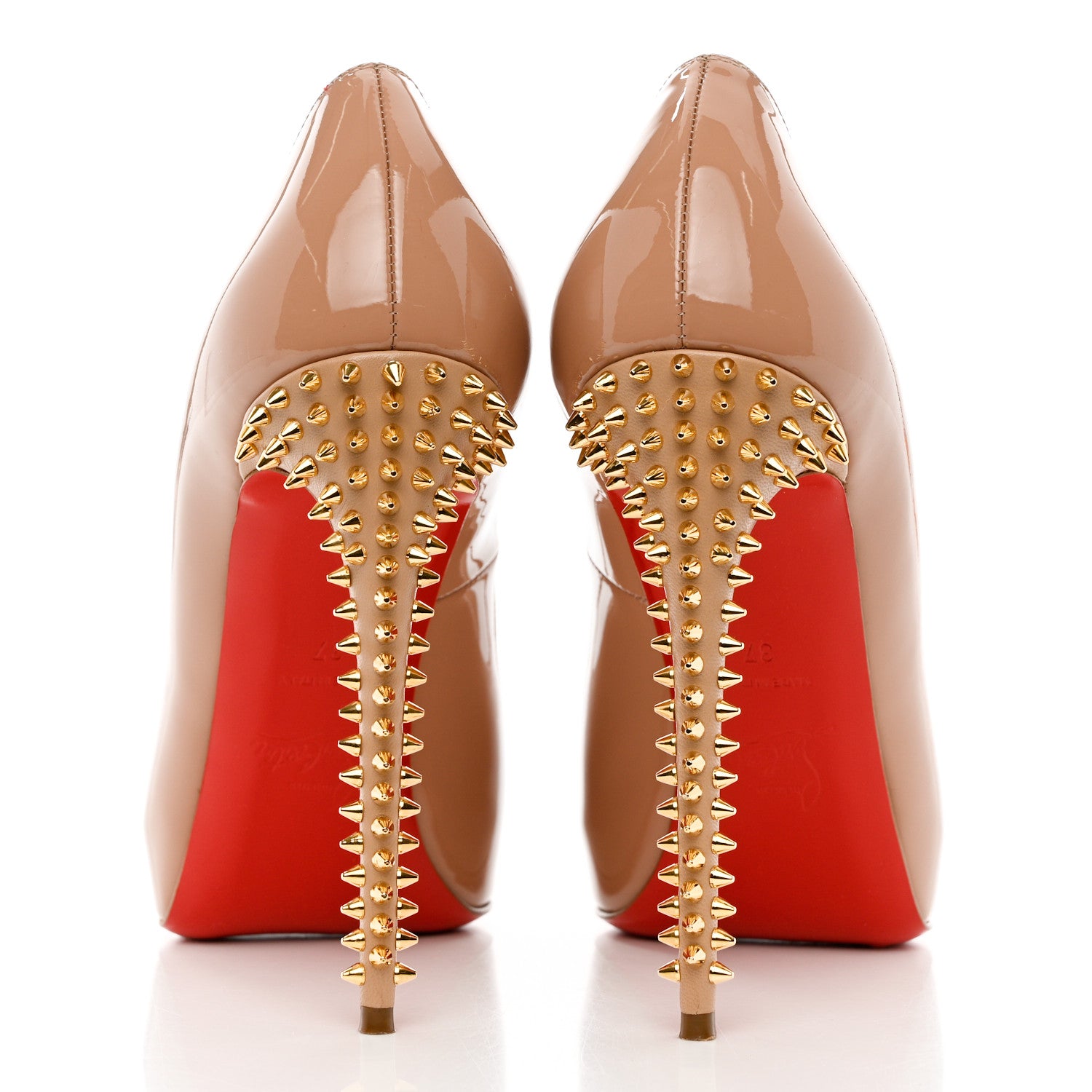 Christian Louboutin Patent New Very Prive Spikes 120 Pumps 37 Nude 5 of 9