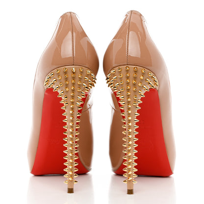 Christian Louboutin Patent New Very Prive Spikes 120 Pumps 37 Nude 5 of 9