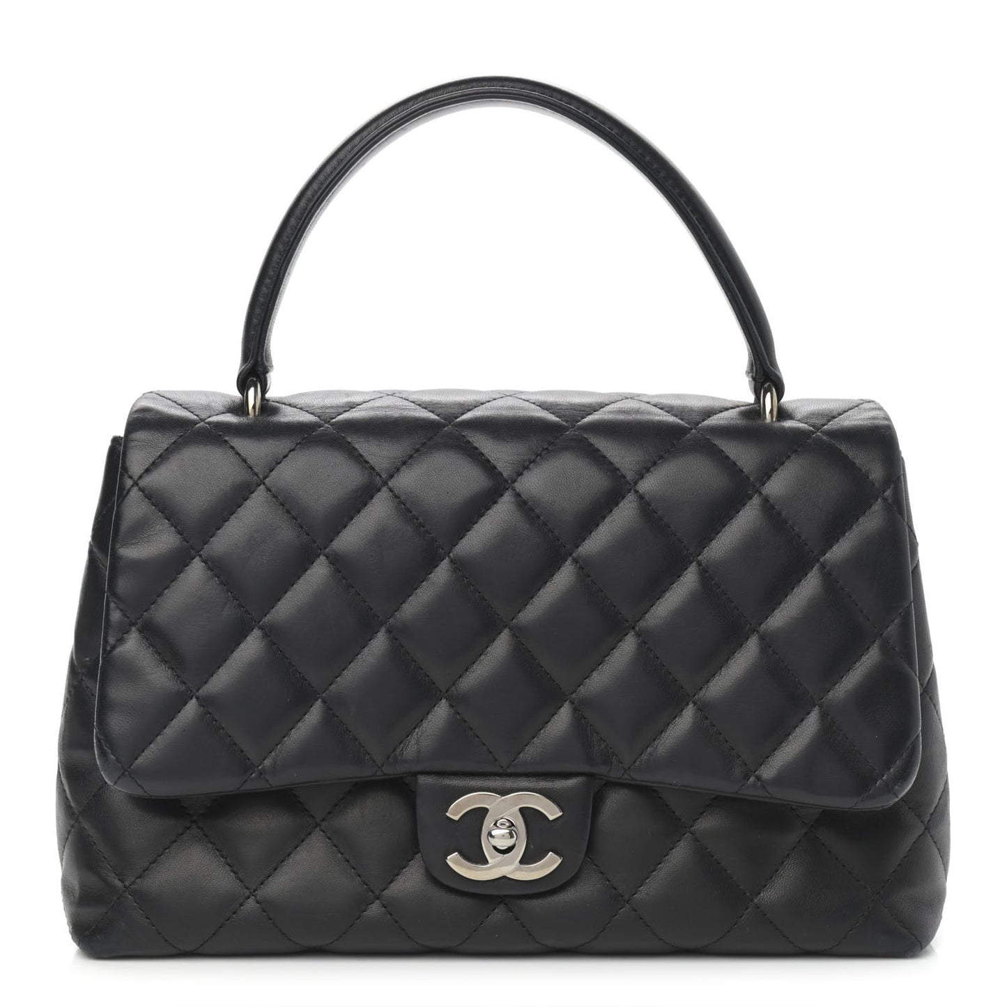 Lambskin Quilted Medium Kelly Flap Black
