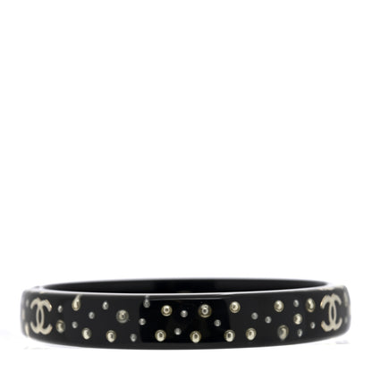 Chanel Resin Pearl CC Bangle Bracelet Black 3 of 4