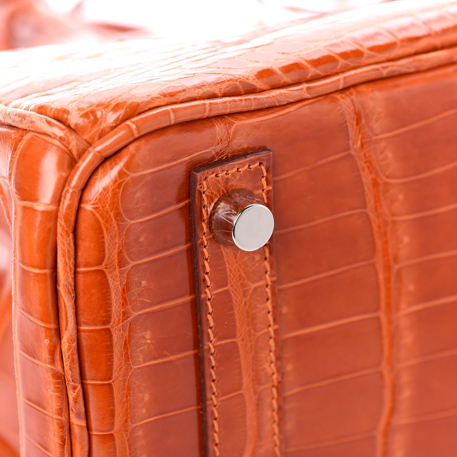 Hermes Shiny Porosus Crocodile Birkin 30 Orange 28 of 29