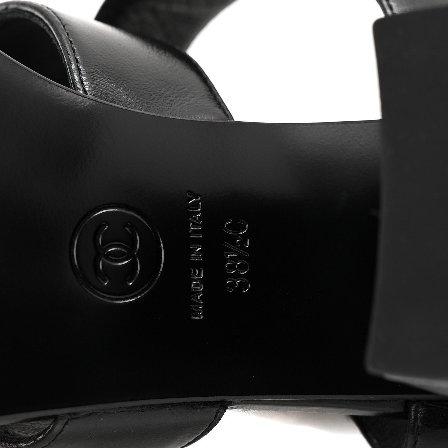 Chanel Shiny Calfskin CC Sandals 38.5 Black 7 of 9