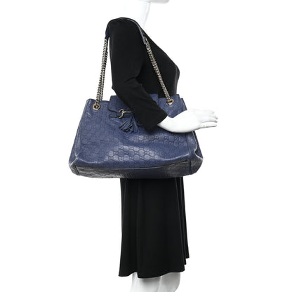 Gucci Guccissima Medium Emily Shoulder Bag Blue 2 of 14