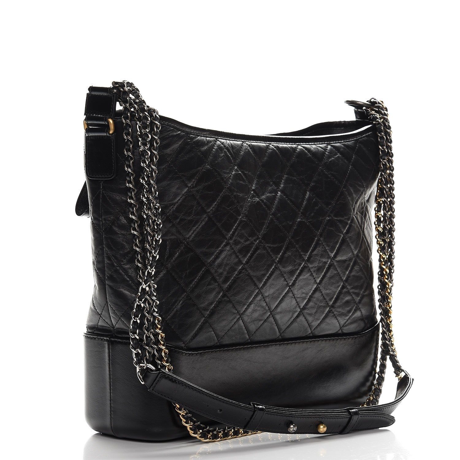 Chanel Aged Calfskin Quilted Large Gabrielle Hobo Black 3 of 8