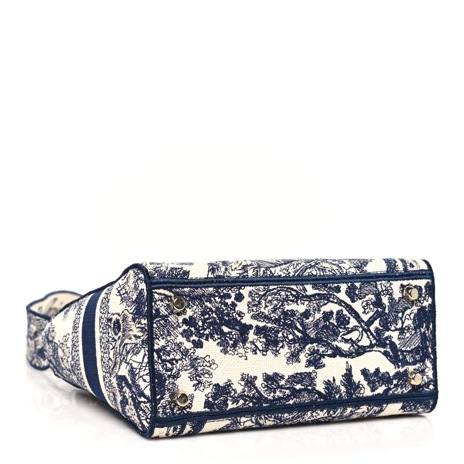 Christian Dior Canvas Toile De Jouy Embroidered Medium Lady D-Lite Navy 4 of 10