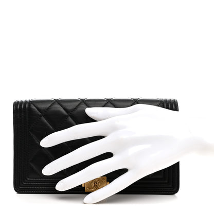 Chanel Lambskin Quilted Boy Yen Wallet Black 2 of 7