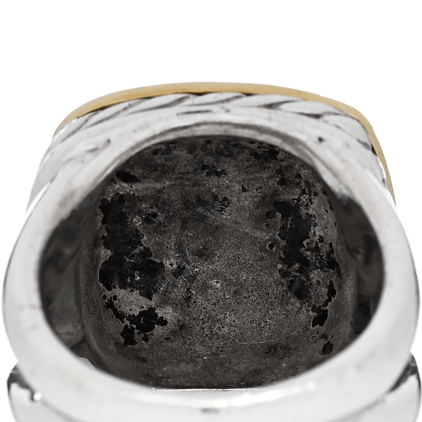 Sterling Silver 18K Yellow Gold Square Sculpted Cable Ring 52 6