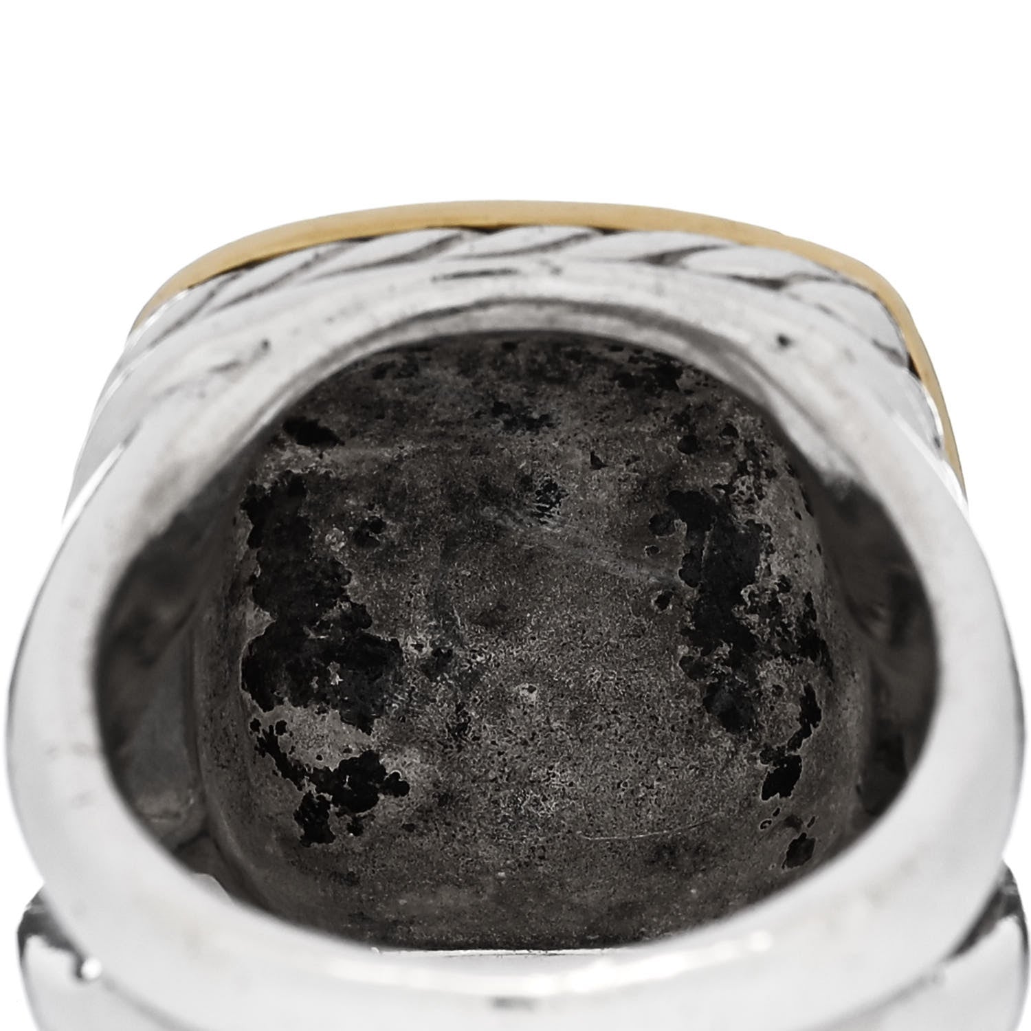 David Yurman Sterling Silver 18K Yellow Gold Square Sculpted Cable Ring 52 6 7 of 8