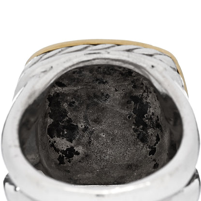 David Yurman Sterling Silver 18K Yellow Gold Square Sculpted Cable Ring 52 6 7 of 8
