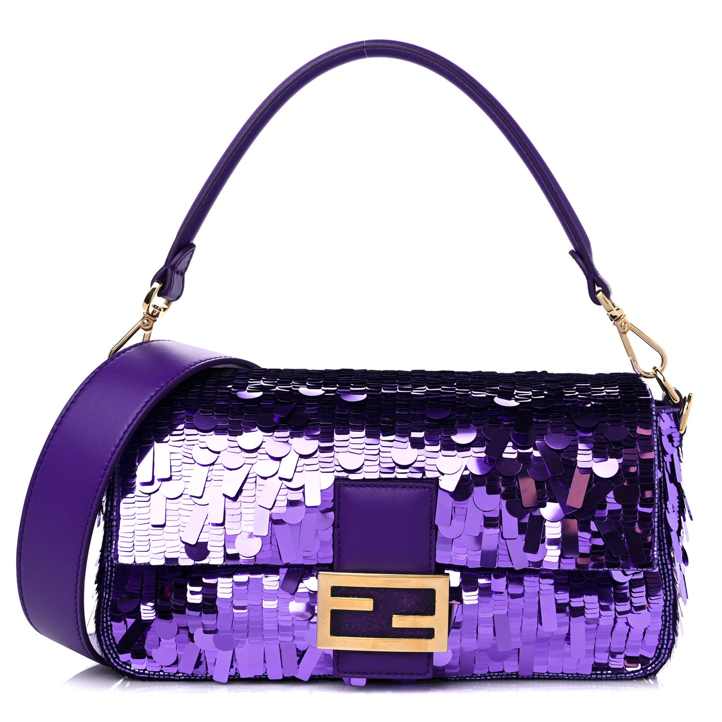 Sequin Paillettes Shiny Nappa Sex and the City Baguette Viola Purple Rain