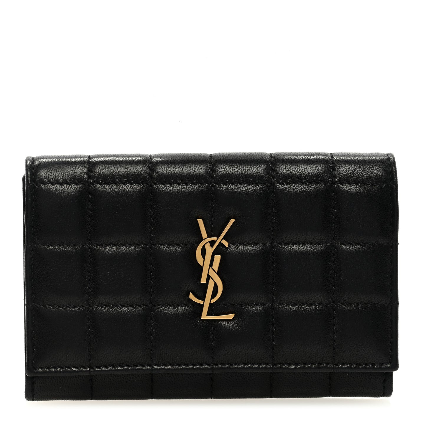 Goatskin Carre Quilted Cassandre Small Envelope Wallet Black
