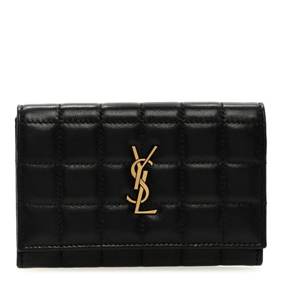 Saint Laurent Goatskin Carre Quilted Cassandre Small Envelope Wallet Black 1 of 6