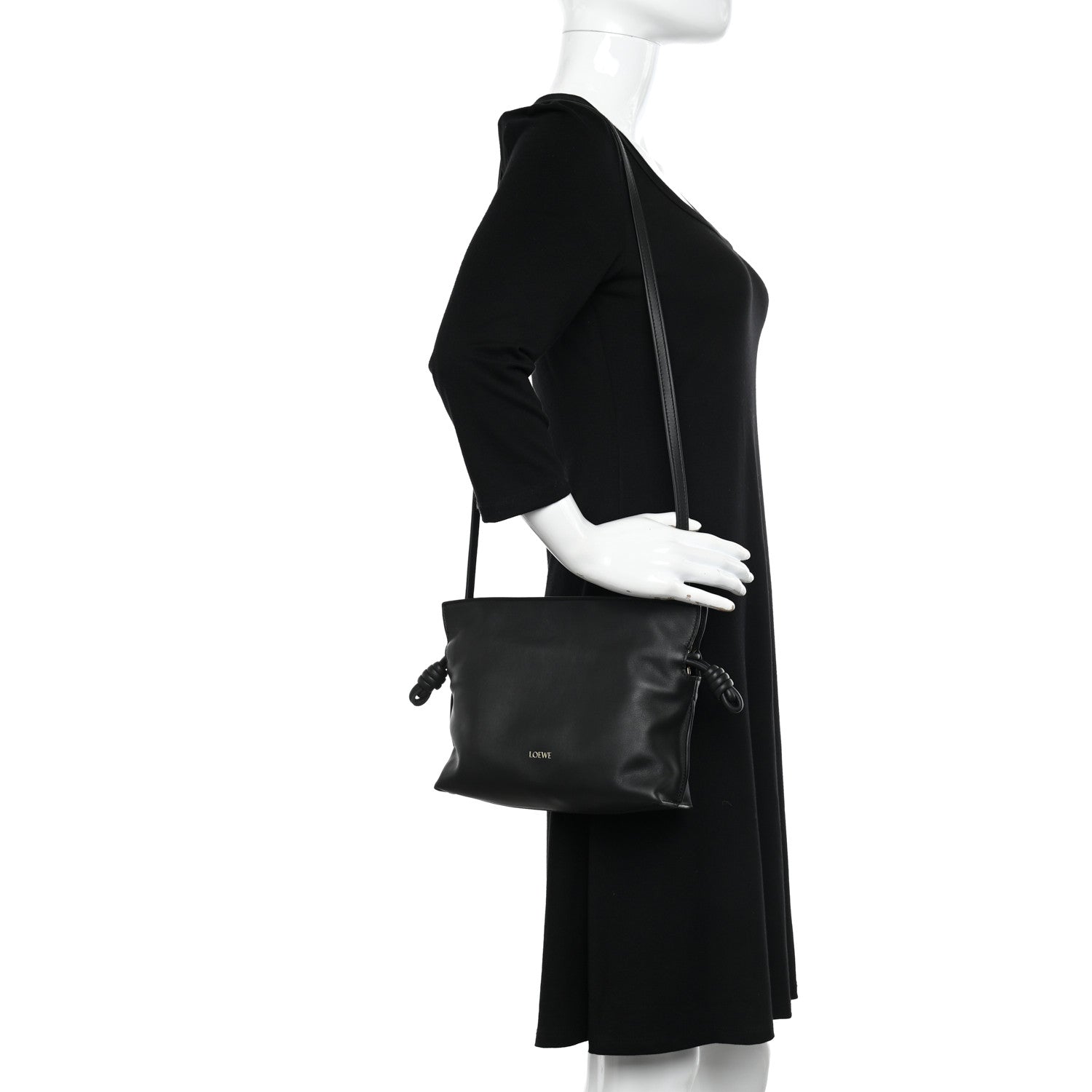 Loewe Calfskin Mini Flamenco Knot Clutch Black 3 of 11